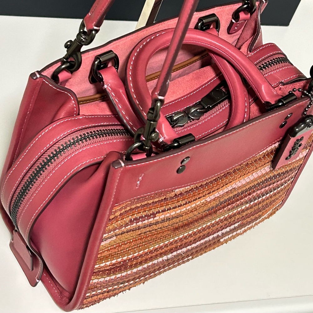COACH Rogue 25 Upwoven Leather and Smooth Glovetanned Leather in Rouge/Multi - Picture 6 of 17